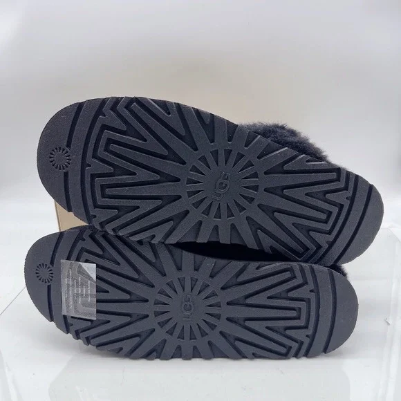 UGG Disquette Slide Slipper Shearling Platform Sandal Black Women's US 12 NEW!!!